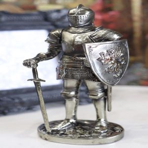 Ebros Sir Geoffrey English Champion Knight Figurine 7"Tall Lion Heraldry Shield