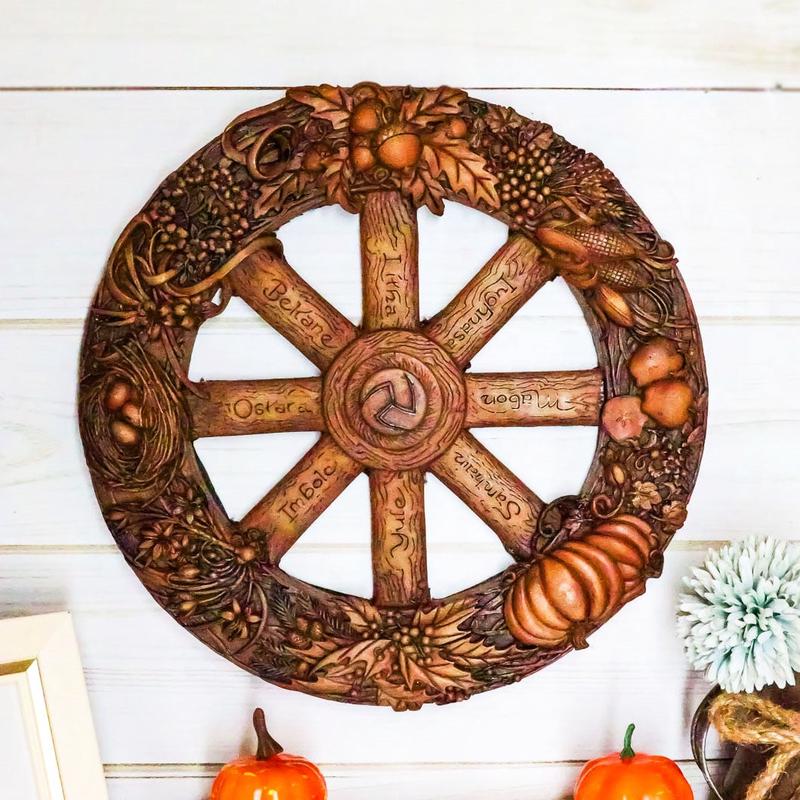 Ebros Wheel of The Year Plaque Eight Pagan Festivals Sabbats By Maxine Miller