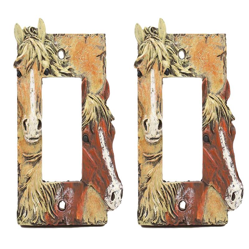 Rustic Western Chestnut Palomino Horses Single Gang Rocker Switch Cover Set Of 2