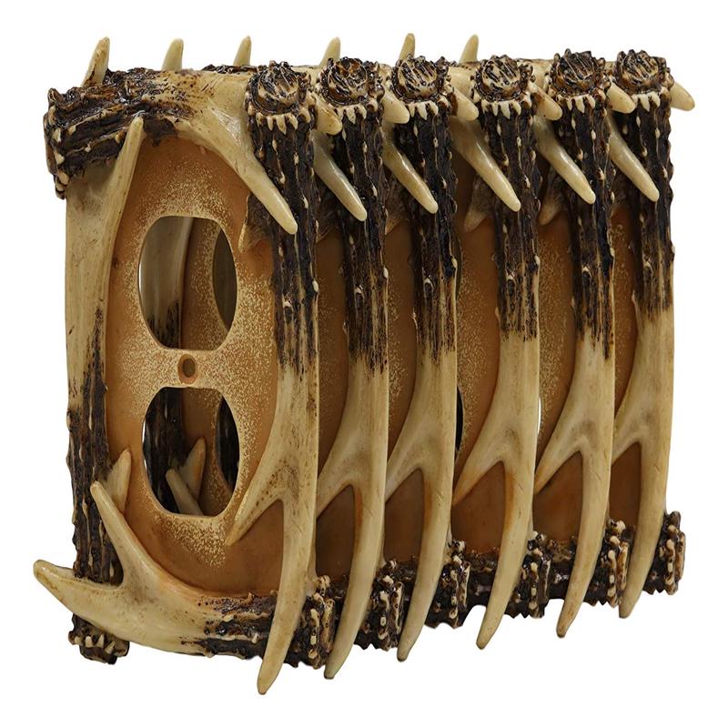 Set of 6 Rustic Forest Deer Antlers Double Outlets Receptacle Plate Covers