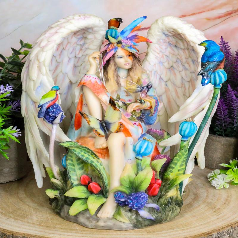 Ebros Sanctuary Sheila Wolk Angel Statue 8.5"Tall Angelic Beauty In Wildlife Nature Figurine