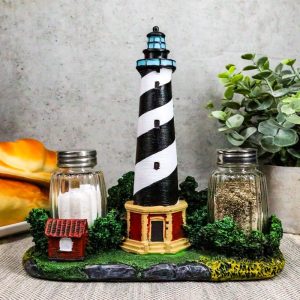 Ebros Scenic Cape Hatteras Lighthouse Salt And Pepper Shakers Holder 8"H