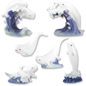 Ebros Set of 6 Beluga Whales Sea Ocean Fish Figurine Small Whale Sculpture