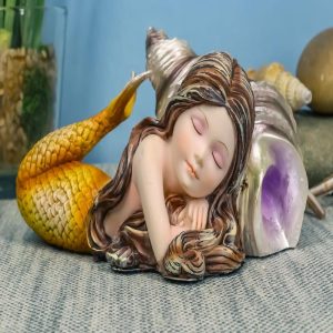 Ebros Under The Sea Young Mermaid Resting by Snail Sconce Shell Figurine