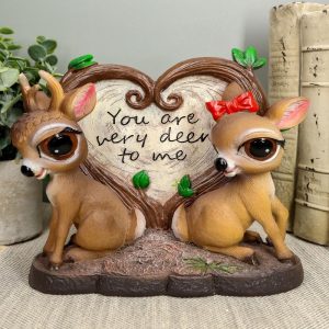 Ebros Valentines Romantic Love Deer Couple By Heart Shaped Plaque Rustic Statue