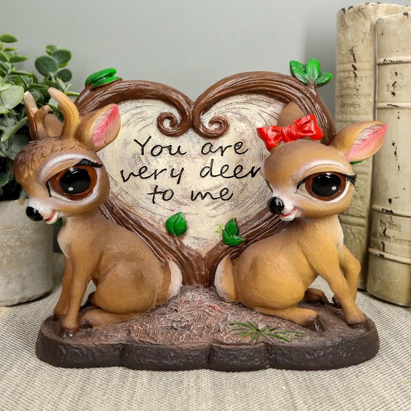 Ebros Valentines Romantic Love Deer Couple By Heart Shaped Plaque Rustic Statue