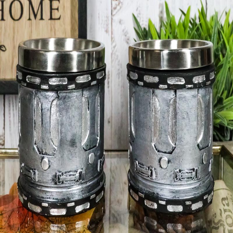 Ebros Western Novelty Revolver Pistol Gun Barrel Cylinder Shot Glass 2-Ounce Set of 2