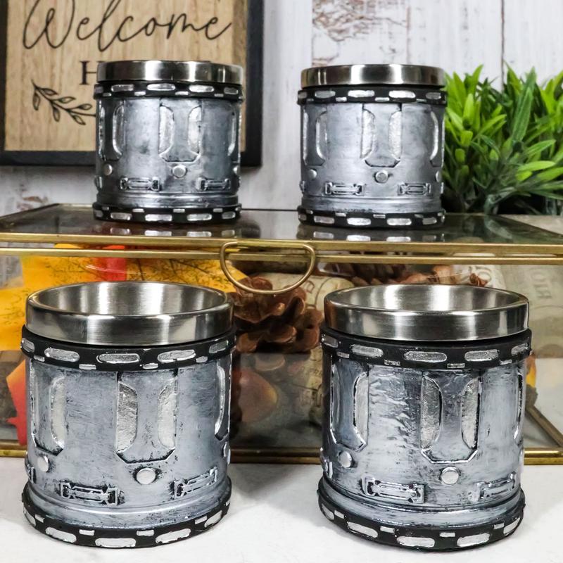 Ebros Western Novelty Revolver Pistol Gun Barrel Cylinder Shot Glass 2-Ounce Set of 4