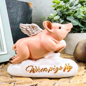 Ebros When Pigs Fly Heavens Flying Pig With Angel Wings On Cloud 9 Statue 4"L