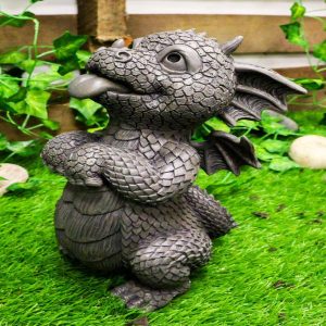 Ebros Whimsical Garden Dragon Begging For Attention Statue 10.25" H Baby Dragon