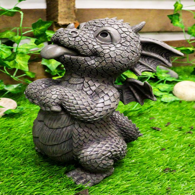 Ebros Whimsical Garden Dragon Begging For Attention Statue 10.25" H Baby Dragon