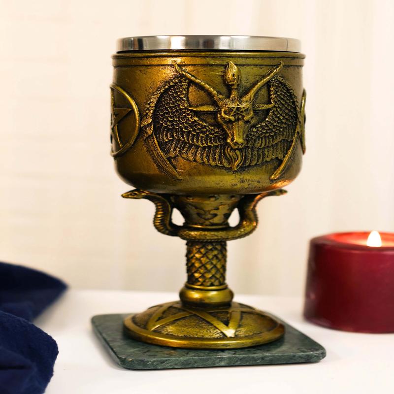 Ebros Baphomet Goblets & Chalices with 15 oz capacity Removable Stainless Cup