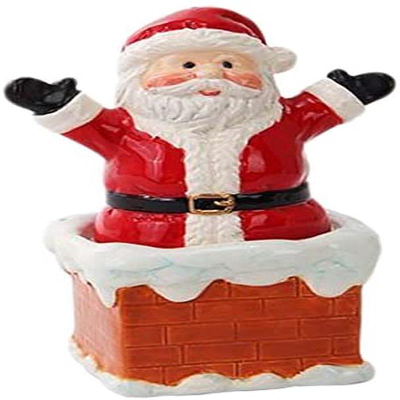 Ebros Christmas Decor Santa On Chimney Ceramic Salt Pepper Shakers