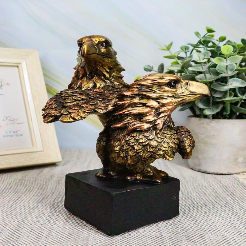 Ebros Gift 6" Tall Bald Eagle and Eaglet Head Bust Figurine with Black Pedestal
