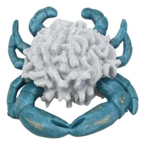 Ebros Ocean Blue Crab With White Corals Exoskeleton Shell Decorative Statue