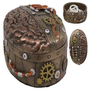 Ebros Vintage Design Steampunk Brain Robotic Control Center Jewelry Box Figurine Decor