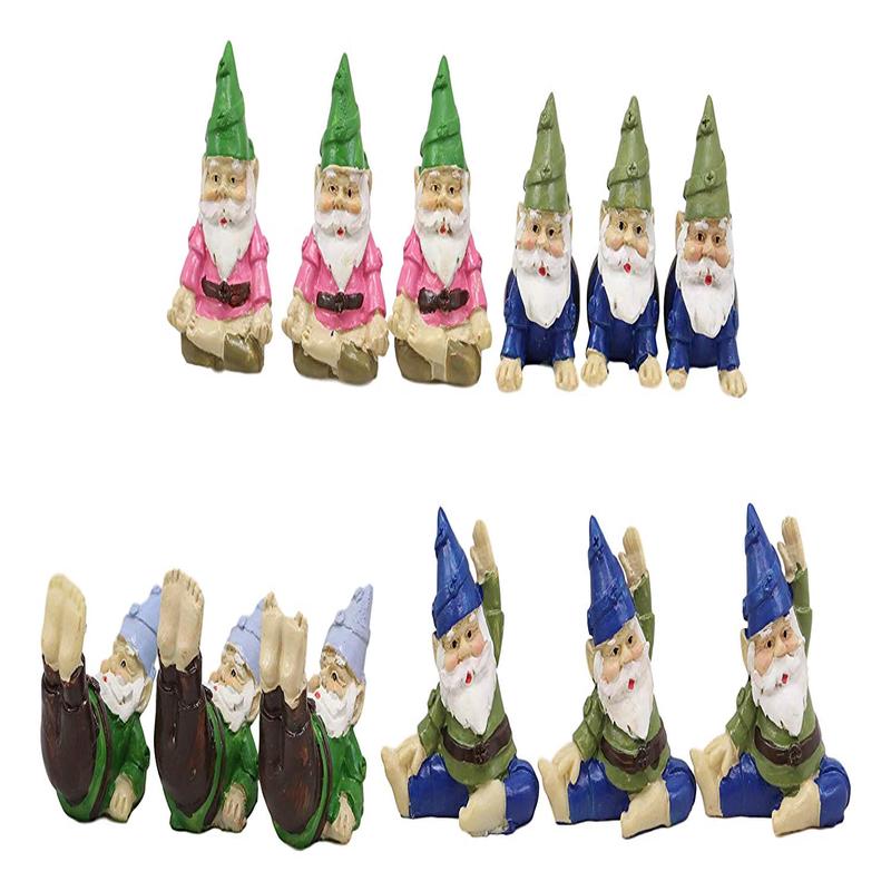 Ebros Whimsical Fairy Garden Village Nook Stone Walls Planter Landscape with Steps for Miniature Figurines 12.25" Wide (Set of 12 Mini Yoga Garden Gnomes)
