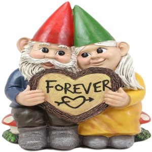 Ebros Whimsical Mr and Mrs Gnome 'Forever Love Struck' Couple Statue 6.25" Tall