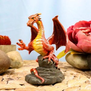 Ebros Whimsical Red Lava Dragon Climbing On Volcanic Rock Statue 4.25" Tall Dungeons and Dragons Legends Fantasy Home and Garden Accent Decor Sculpture Medieval Renaissance Figurine Collectible