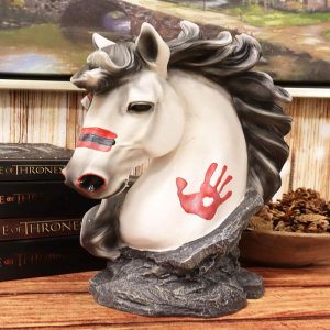 Ebros White Horse Head Bust with Hamsa Evil Eye Palm Sculpture 12" Tall Statue