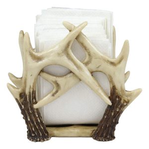 Ebros Wildlife Rustic Buck Elk Deer Stag Entwined Antlers Kitchen Paper Napkin Holder Figurine 6.5" Wide Rustic Cabin Lodge Country Dining Table Counter Top Decorative Statue