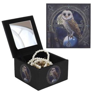 Ebros Witching Hour Pentagram Owl On Scrying Ball Spell Keeper Decorative Jewelry Box