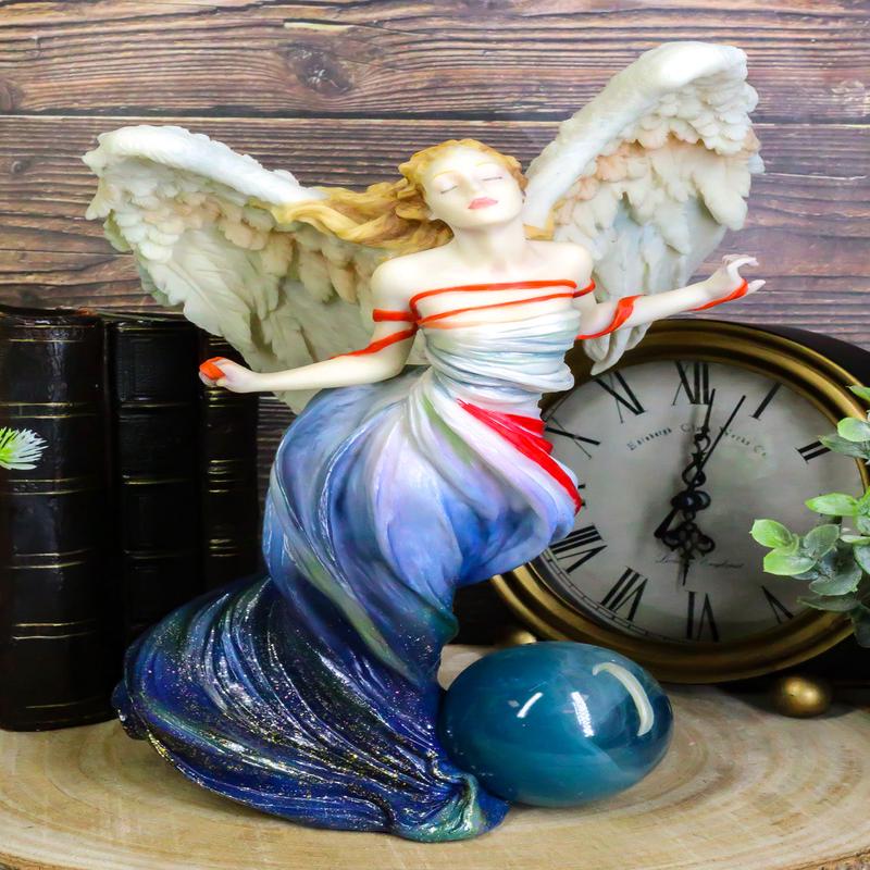 Ebros Written in the Wind Sheila Wolk Angel Statue 10.25"H Celestial Angel With Moon