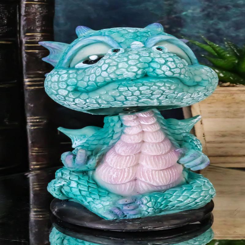 Ebros Wyrmling Baby Hatchling Blue Drake Yoga Dragon Bobblehead Figurine 4"H
