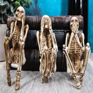 See No Evil Hear No Evil Speak No Evil Skeletons Shelf Sitter 3.75" Figurine