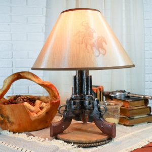 Western Wild West Triple Six Shooters Revolver Guns Side Table Lamp Statue Decor