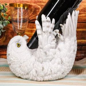 Wisdom Of The Tundra Beautiful Mystical Snowy Owl Wine Bottle Holder Decor