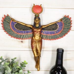 Ancient Egyptian Goddess Isis With Open Wings Wall Decor Isis Ra Deity Plaque