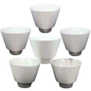 Contemporary Large White Porcelain Trapezoid Round Bowls 44oz 8.5"Dia Set Of 6