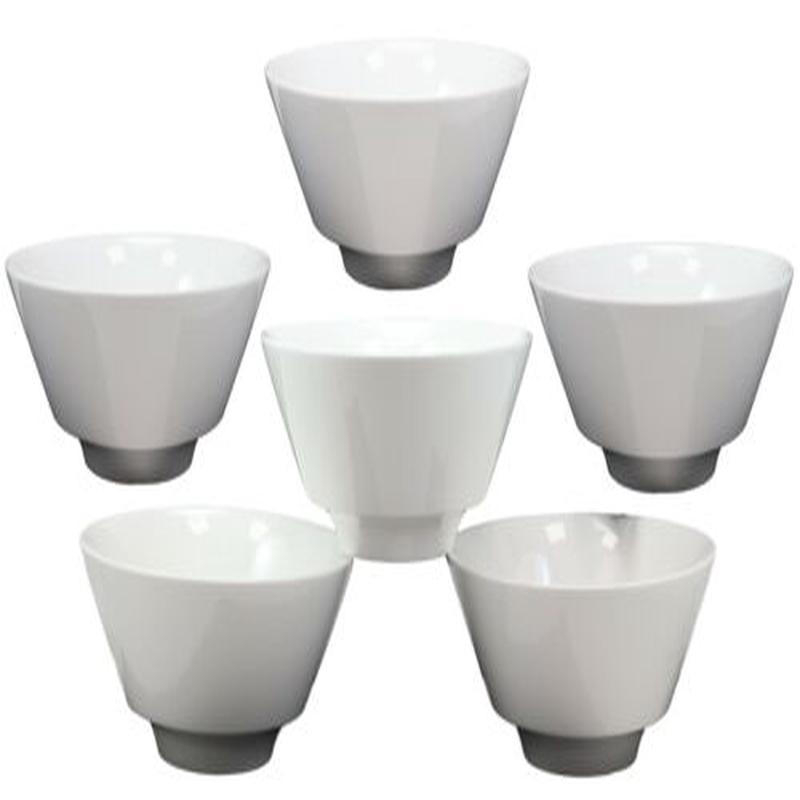 Contemporary Large White Porcelain Trapezoid Round Bowls 44oz 8.5"Dia Set Of 6