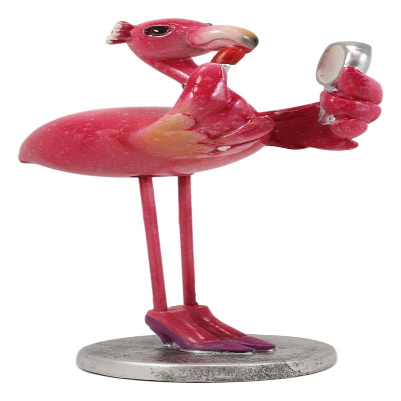 Ebros Fashion Diva Pink Flamingo In Red Pumps With Hand Mirror & Lipstick Statue