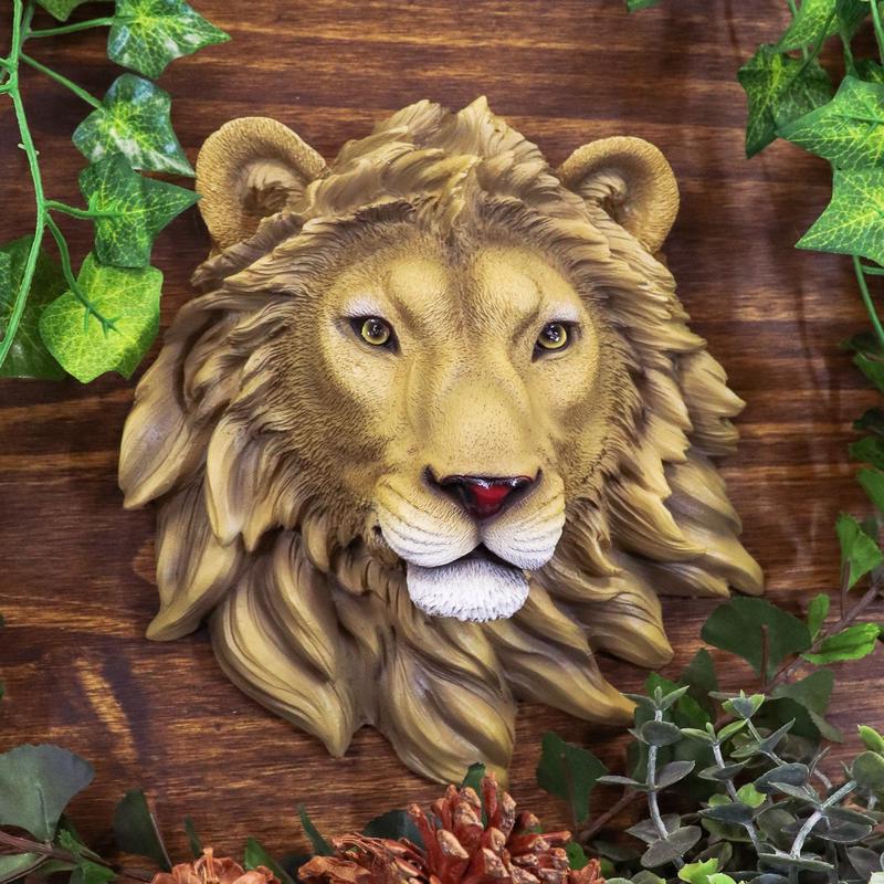 Ebros Simba Safari King Of The Jungle Lion Head Wall Plaque 9.25"Tall Taxidermy