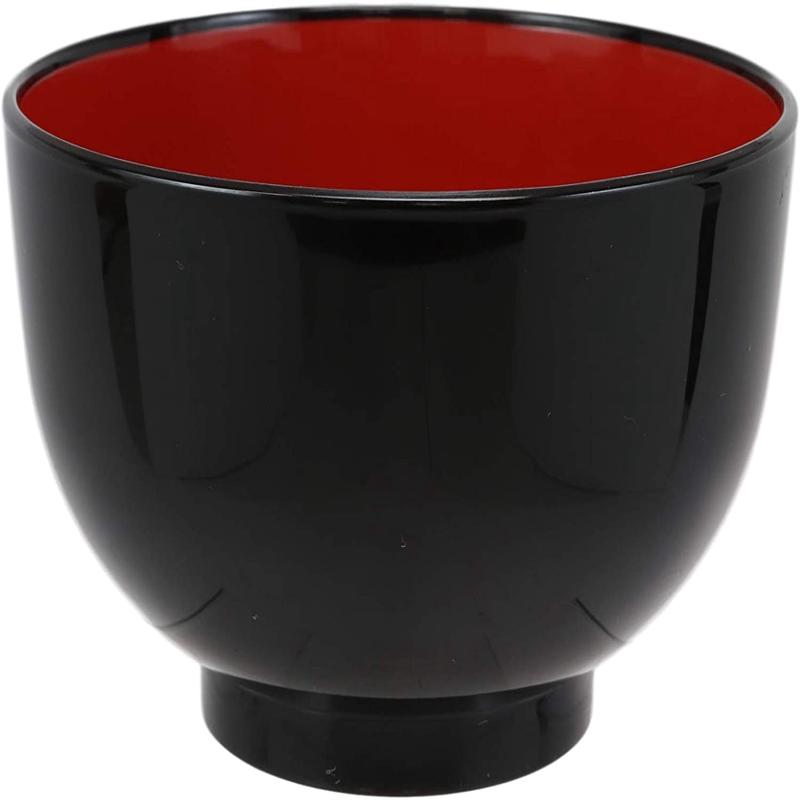 Japanese Traditional Black Red Lacquer Copolymer Plastic 5.5"Dia Small Bowl 16oz