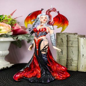 Nene Thomas Red Fire Dragon Witch Statue 12"H Queen Of Shadows Severeielle Decor