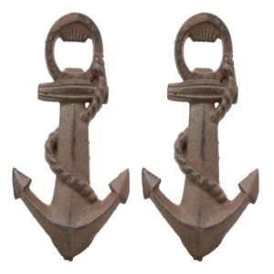 Rustic Solid Cast Iron Nautical Coastal Ship Anchor Beer Bottle Opener Set Of 2
