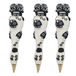 Set Of 3 Black White Dias De Los Muertos Day Of The Dead Sugar Skull Pen Pens
