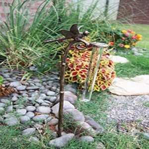 Ebros Aluminum Tropical Dragonfly Rain Gauge Garden Stake