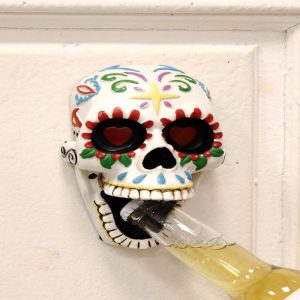 Ebros Day of The Dead White Floral Sugar Skull Wall Mounted Bottle Opener