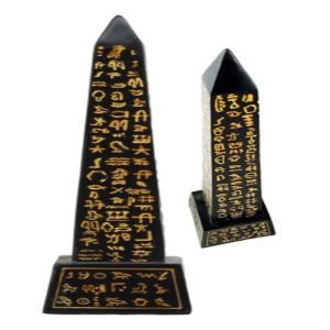 Ebros Egyptian Temple of Ra Gold Black Luxor Obelisk With Hieroglyphs Statue 8"H