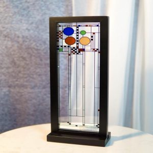 Ebros Frank Lloyd Wright Coonley Playhouse Left Panel Stained Glass Wood Framed