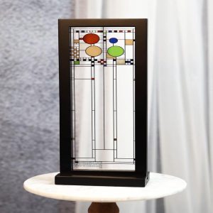 Ebros Frank Lloyd Wright Coonley Playhouse Right Panel Stained Glass Wood Framed