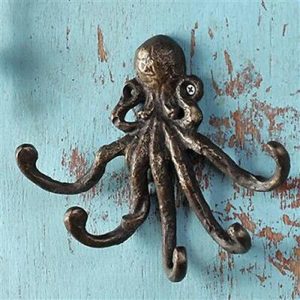 Ebros Marine Ocean Sea Giant Octopus Wall Mount Iron Coat Key Hook Hanger