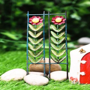 Fairy Garden Terrarium Miniature Sunflower Trellis Stake Metal Sculpture 7.75"H