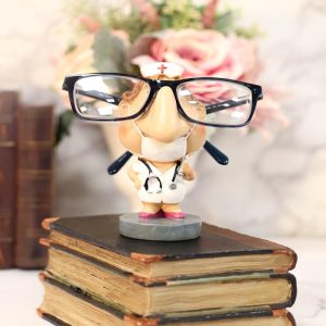 Lady Nurse With Mask Novelty Gift Whimsical Eyeglass Spectacle Holder Statue