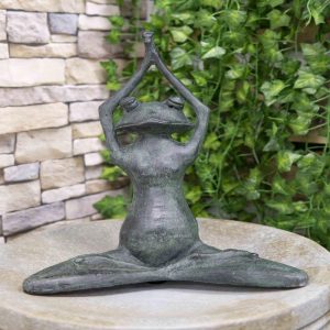 Large 16.5"H Aluminum Meditating Yoga Frog Toad Garden Patio Outdoor Statue