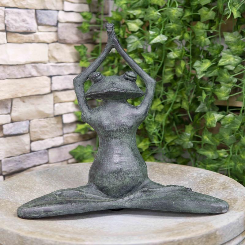 Large 16.5"H Aluminum Meditating Yoga Frog Toad Garden Patio Outdoor Statue